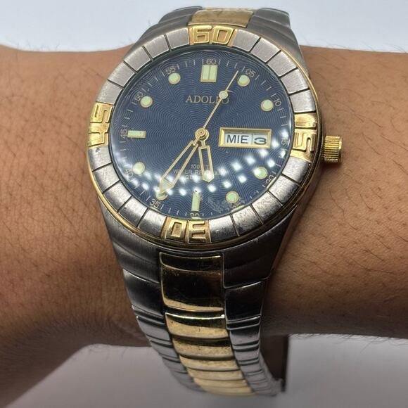 Silver & Blue Adolfo Men's Watch - Picture 2 of 5